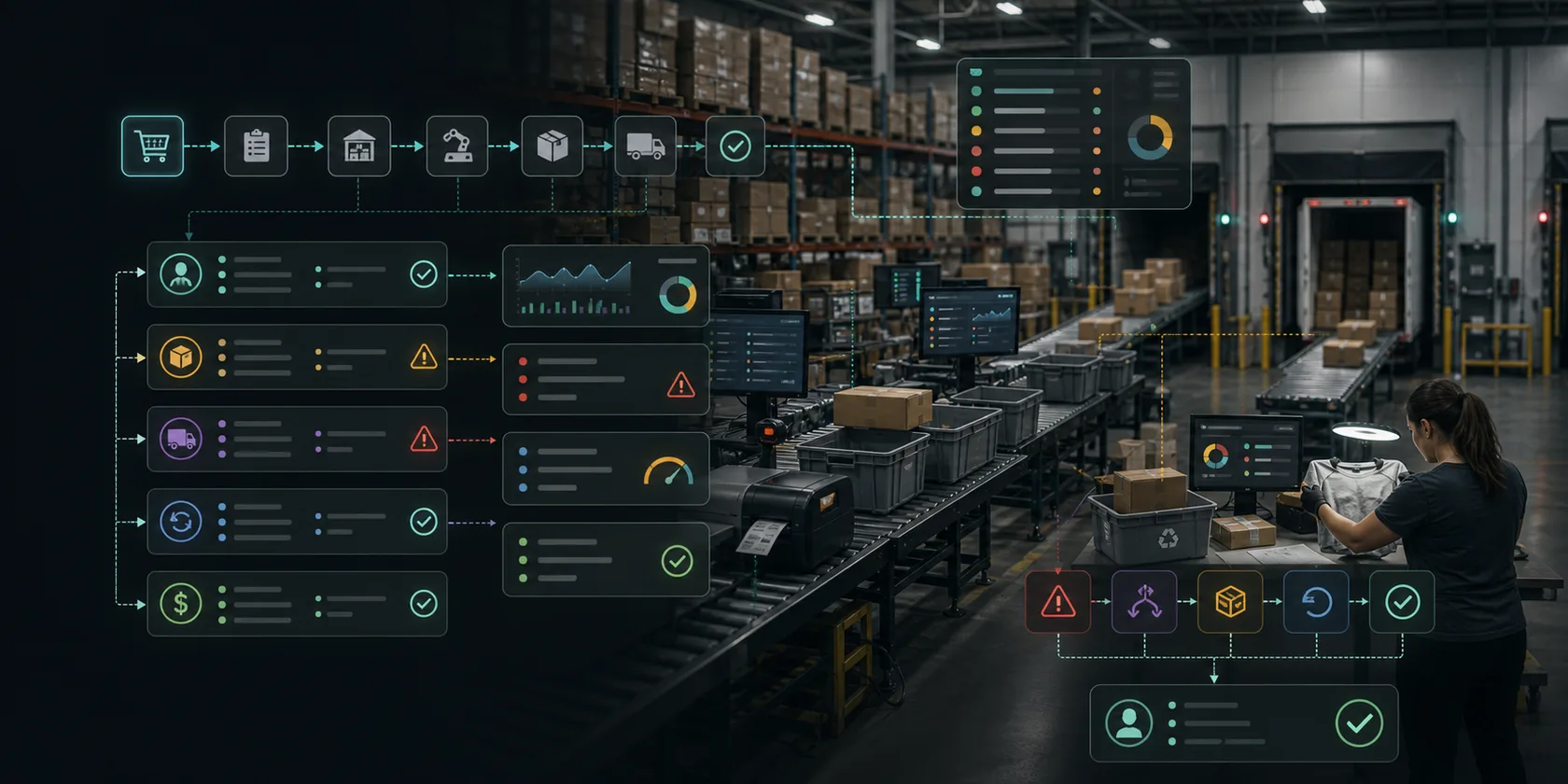 3PL Order Fulfillment, Shipping, and Returns AI Workflow Automation visual for 3pl / warehouse use case