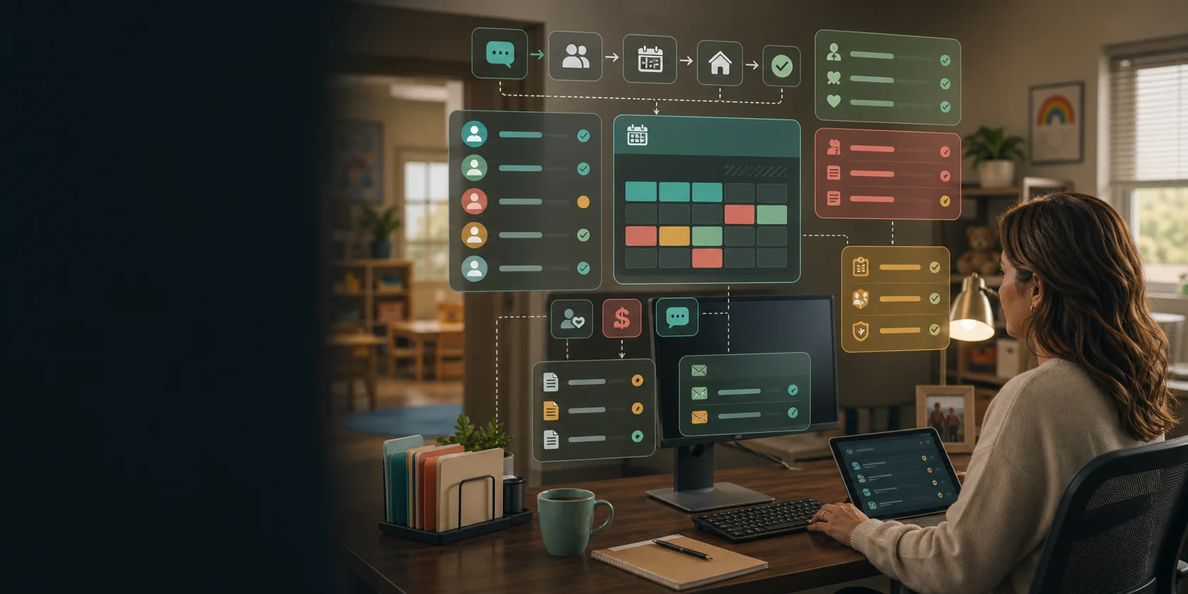Childcare Enrollment Tour and Waitlist AI Workflow Automation visual for childcare use case