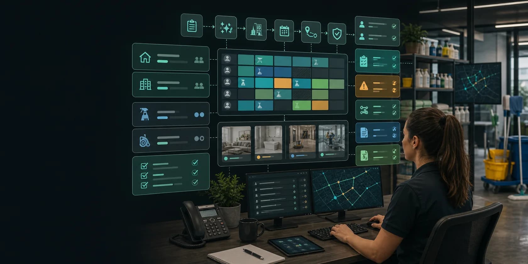 Cleaning Company AI Workflow Automation visual for cleaning operations