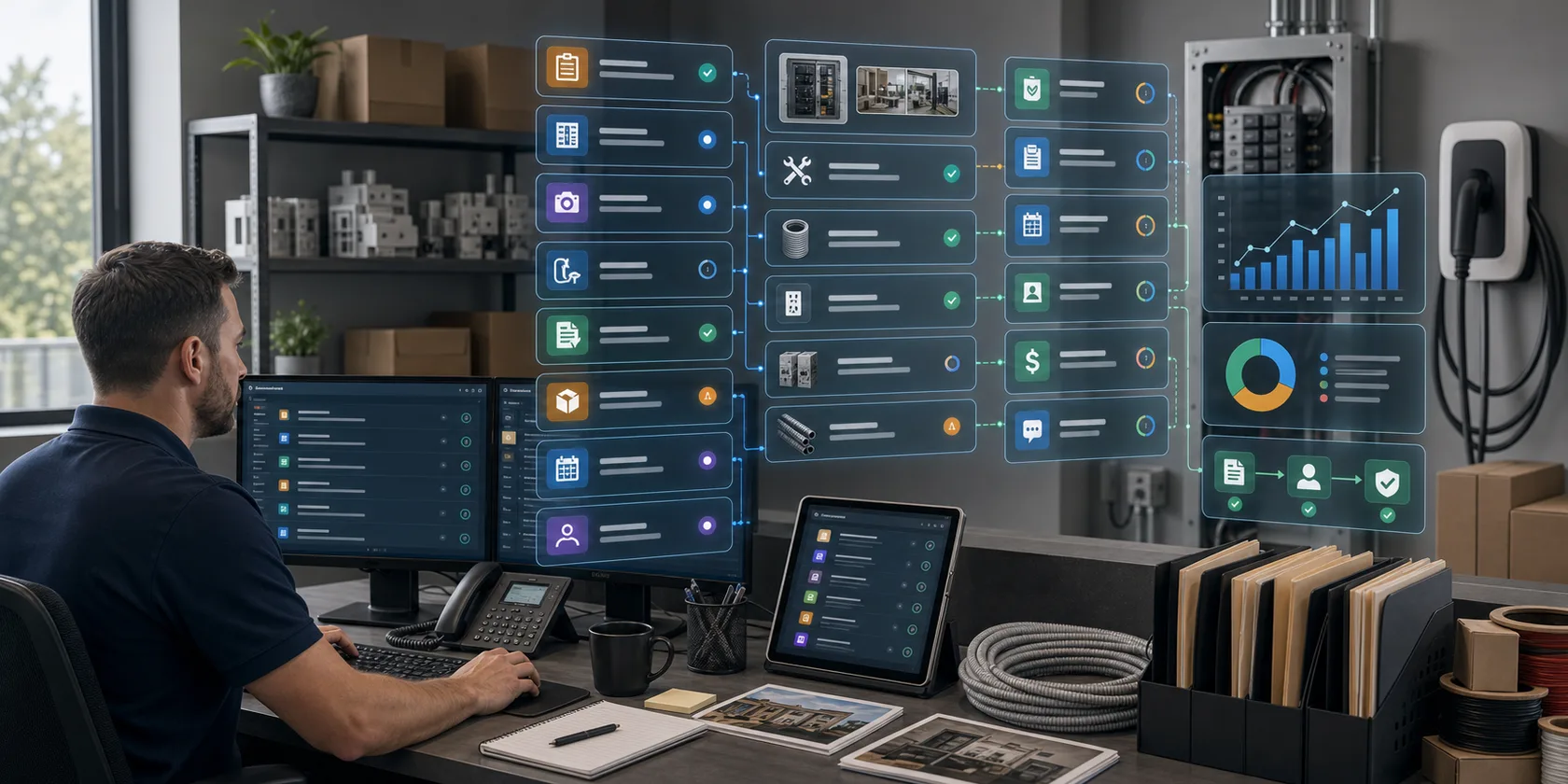 Electrical Panel and EV Charger Estimate AI Workflow Automation visual for electrical contractors use case