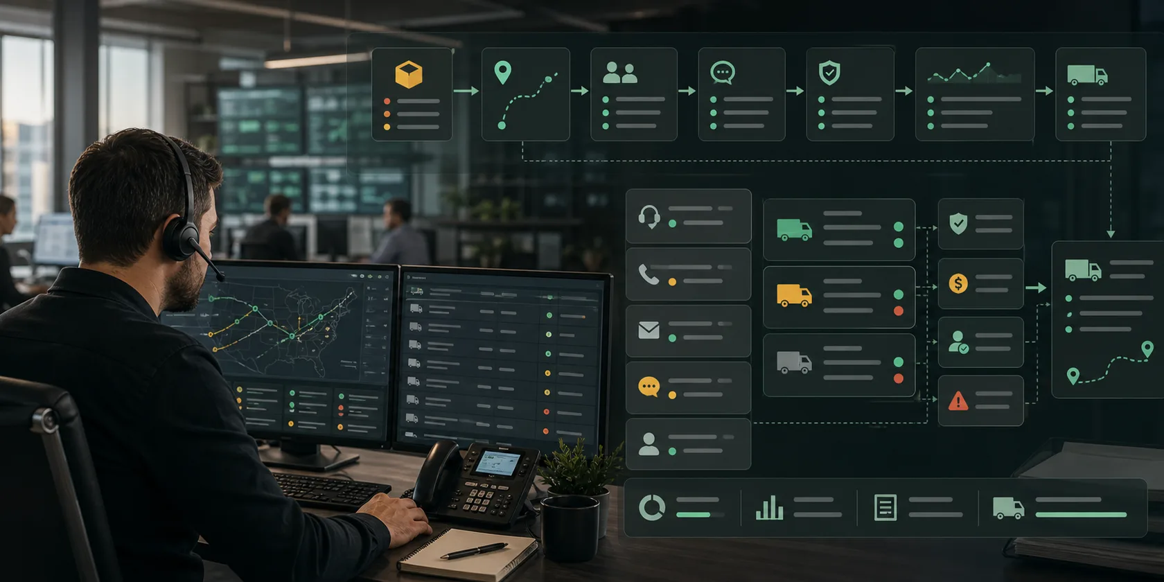 Freight Broker Carrier Sales AI Workflow Automation visual for freight brokers use case