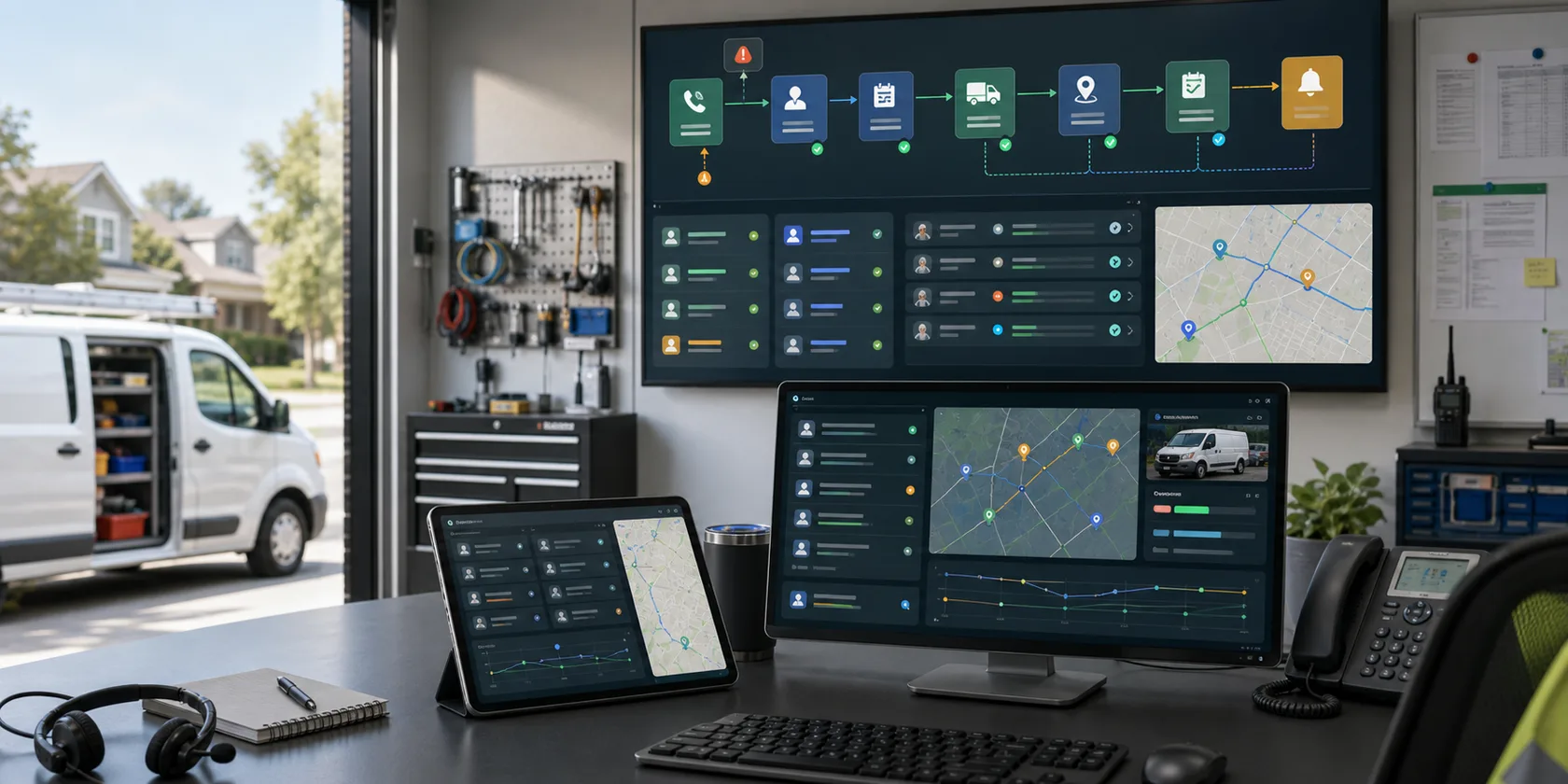 Field Service Dispatch AI Workflow Automation visual for home services use case
