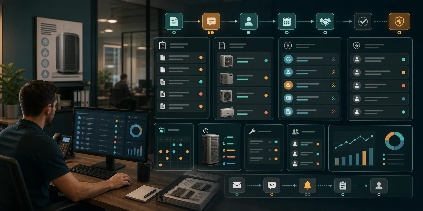 HVAC Estimate and Maintenance Agreement AI Workflow Automation visual for hvac contractors use case
