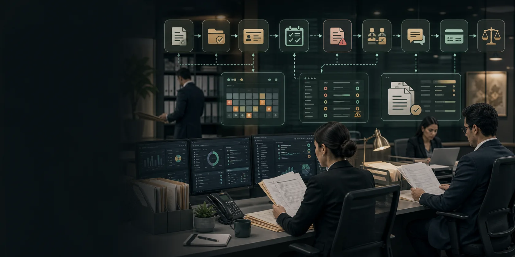 Immigration Case Tracking, USCIS Deadline, and RFE AI Workflow Automation visual for immigration law use case