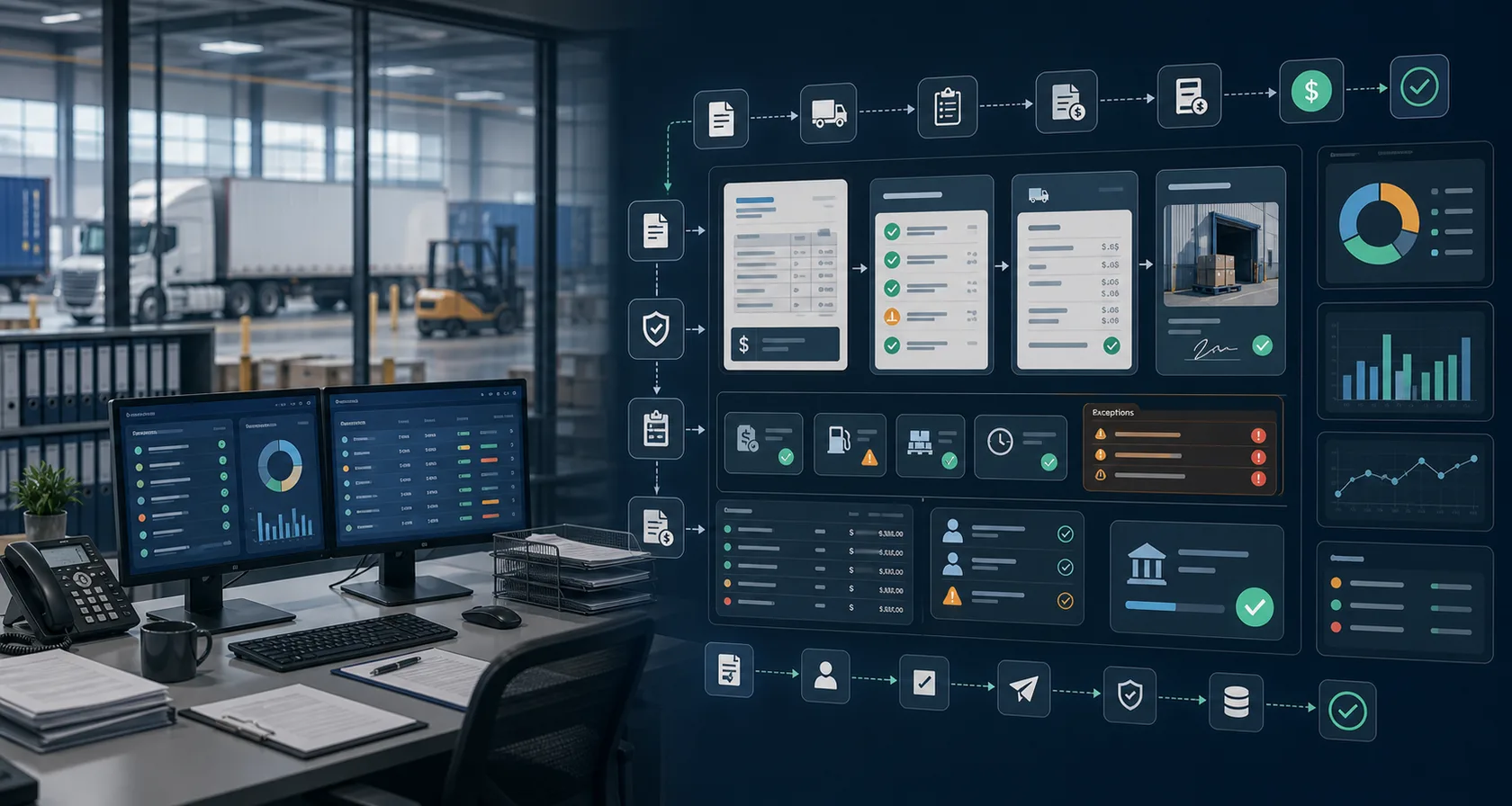 Freight Invoice and POD AI Workflow Automation visual for logistics use case
