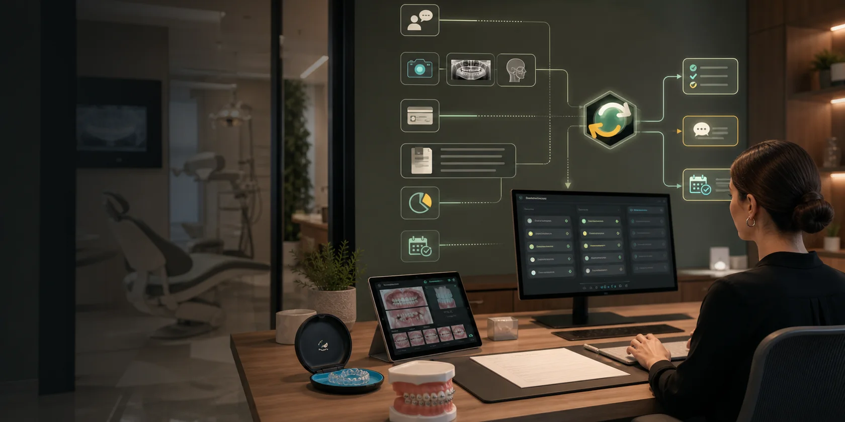 Orthodontic Consult Intake and Treatment Plan AI Workflow Automation visual for orthodontics use case