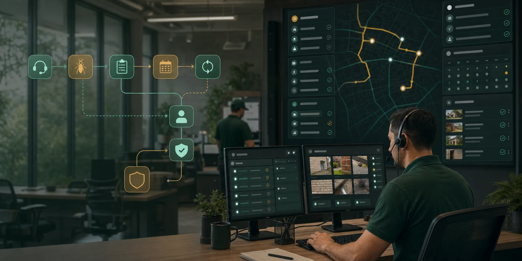 Pest Control Company AI Workflow Automation visual for pest control operations