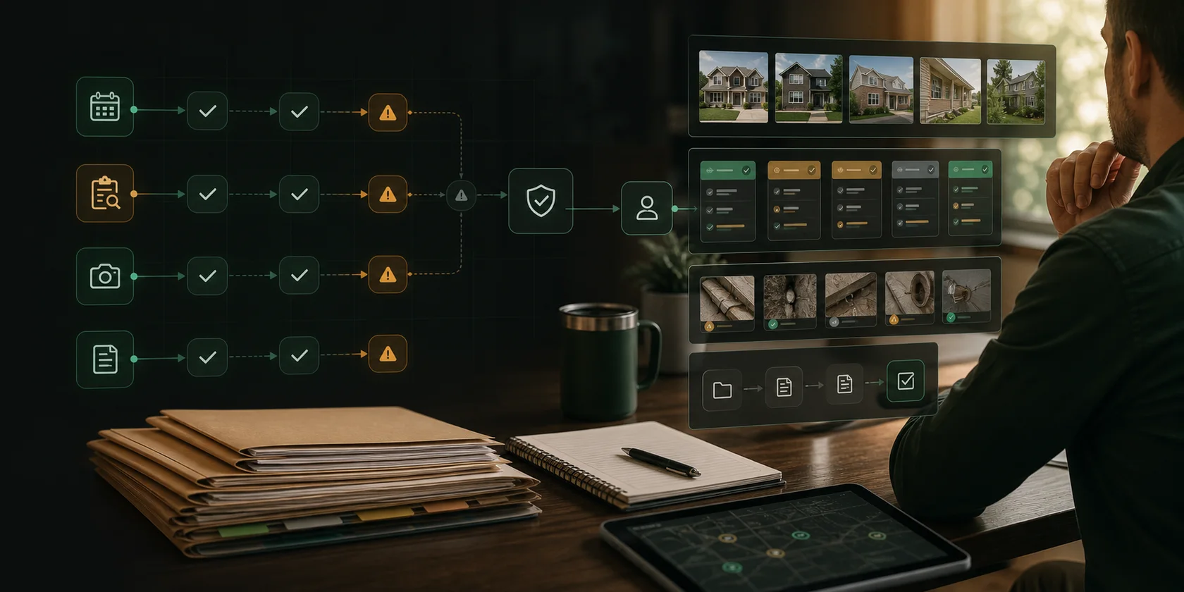 Pest Control Renewal and Termite Inspection AI Workflow Automation visual for pest control use case