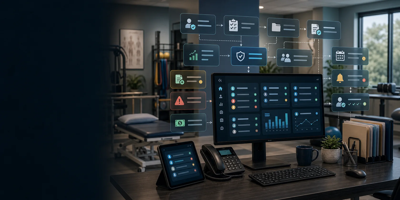 Physical Therapy Clinic AI Workflow Automation visual for physical therapy operations