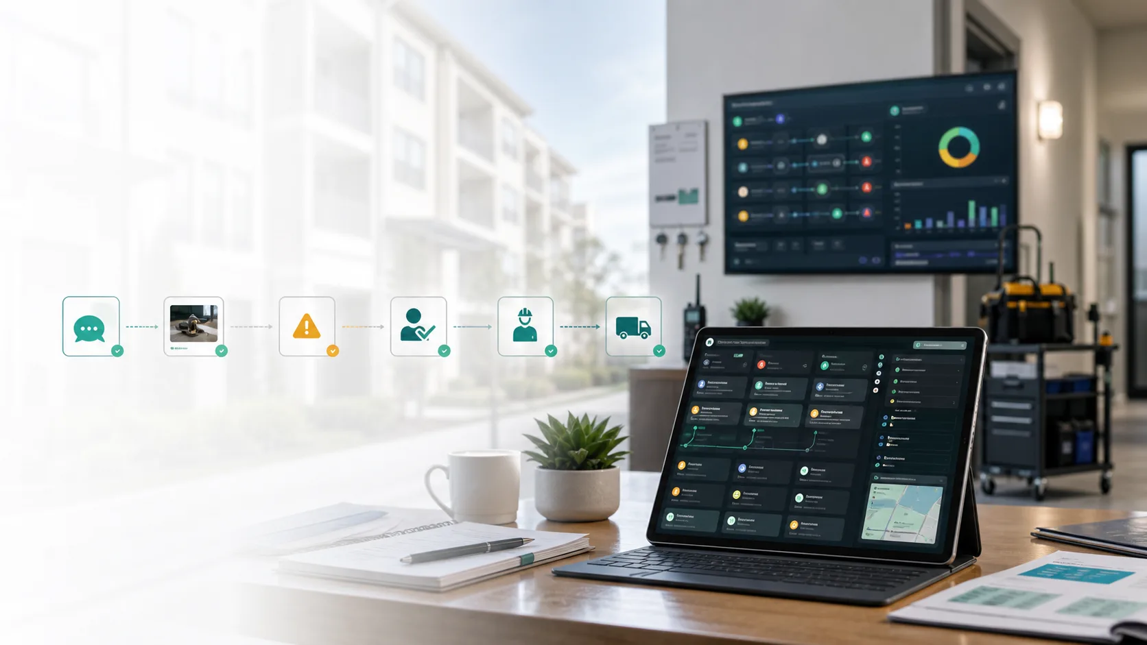 Tenant Maintenance Request AI Workflow Automation visual for property management use case
