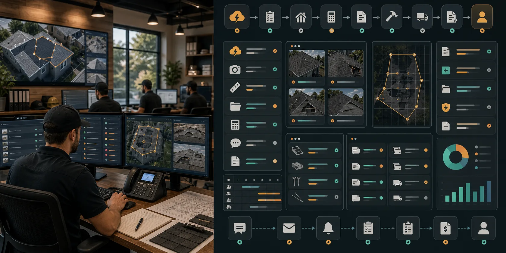 Roofing Contractors AI Automation Case Study visual for roofing contractors case playbook