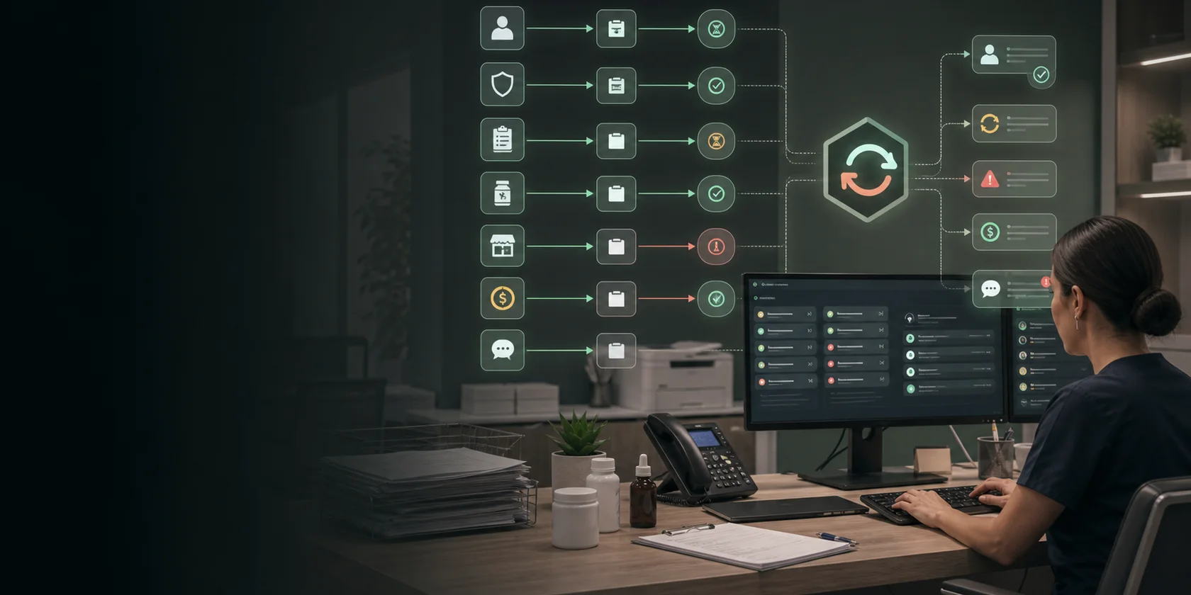 Dermatology Prior Authorization and Prescription Refill AI Workflow Automation visual for dermatology use case