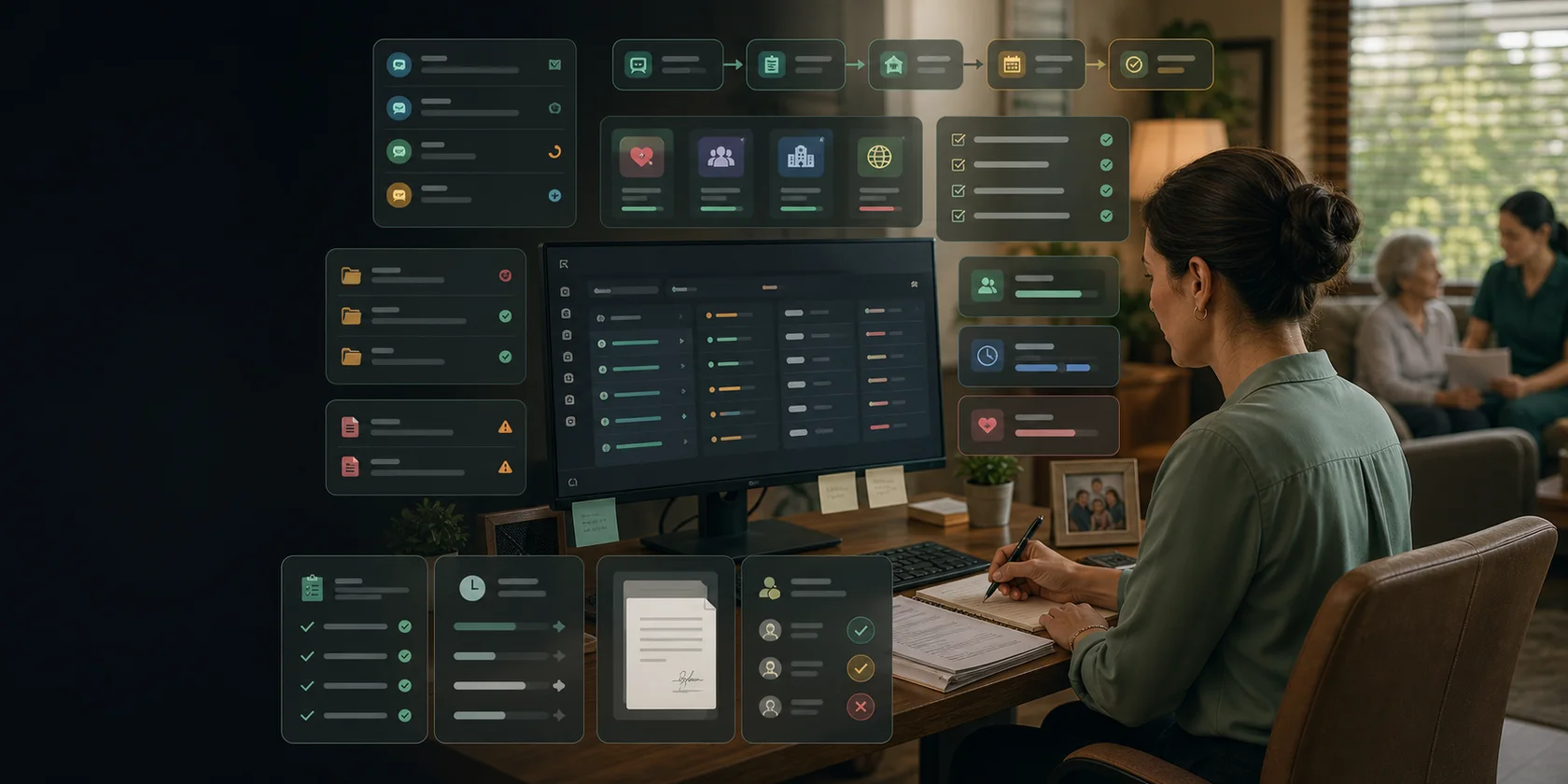 Home Care Referral Intake and Care Plan AI Workflow Automation visual for home care use case